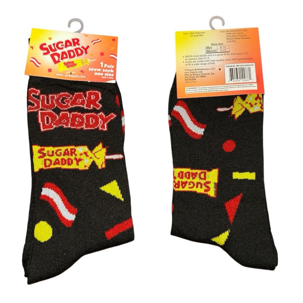1x Sugar Daddy Novelty Crew Socks Adult Set One Size